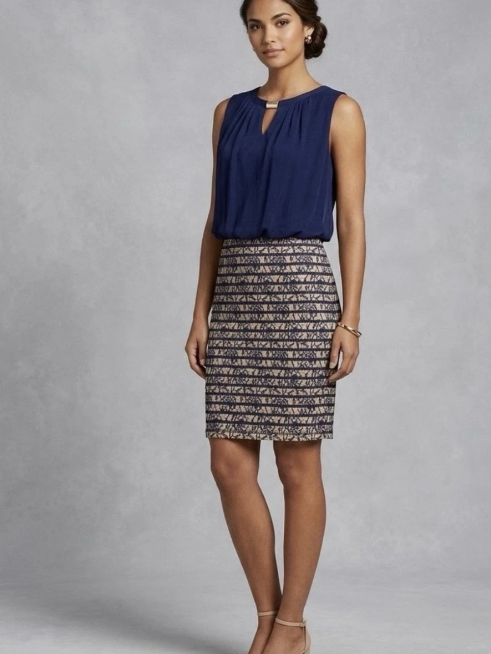 Chelsea Suite Navy Blue Blouson Dress Women’s Size 8 Cocktail/ Wedding Guest NWT